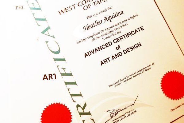 Photo of my Art & Design certificate