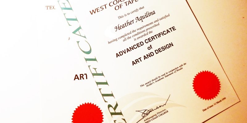 Photo of my Art & Design certificate