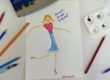 Color pencil drawing of girl dancing with heart