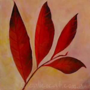 Abstract acrylic painting of autumn leaves