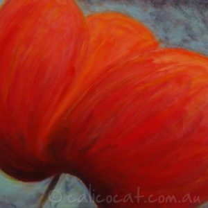 Abstract acrylic painting of a Red Poppy on a dark background
