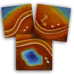 Set of 3 Outback triptych greeting cards